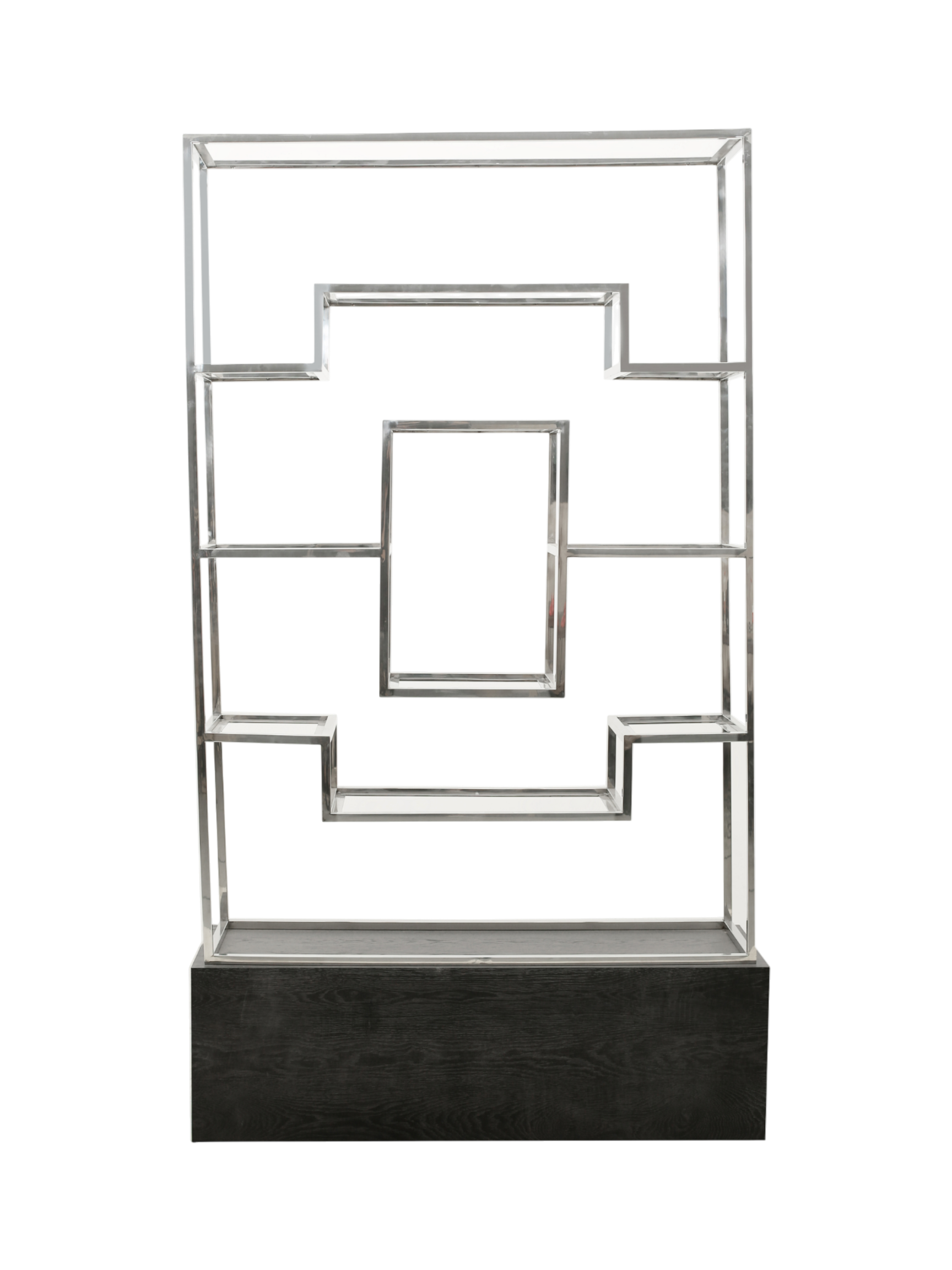 Jorge Display Bookcase Black / Silver With Glass Shelf