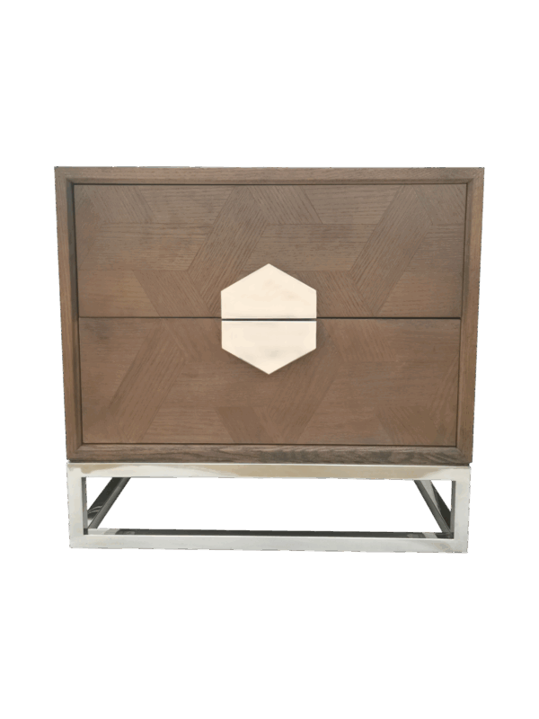 Jorge 2 Drawer Side Table Brown / Silver