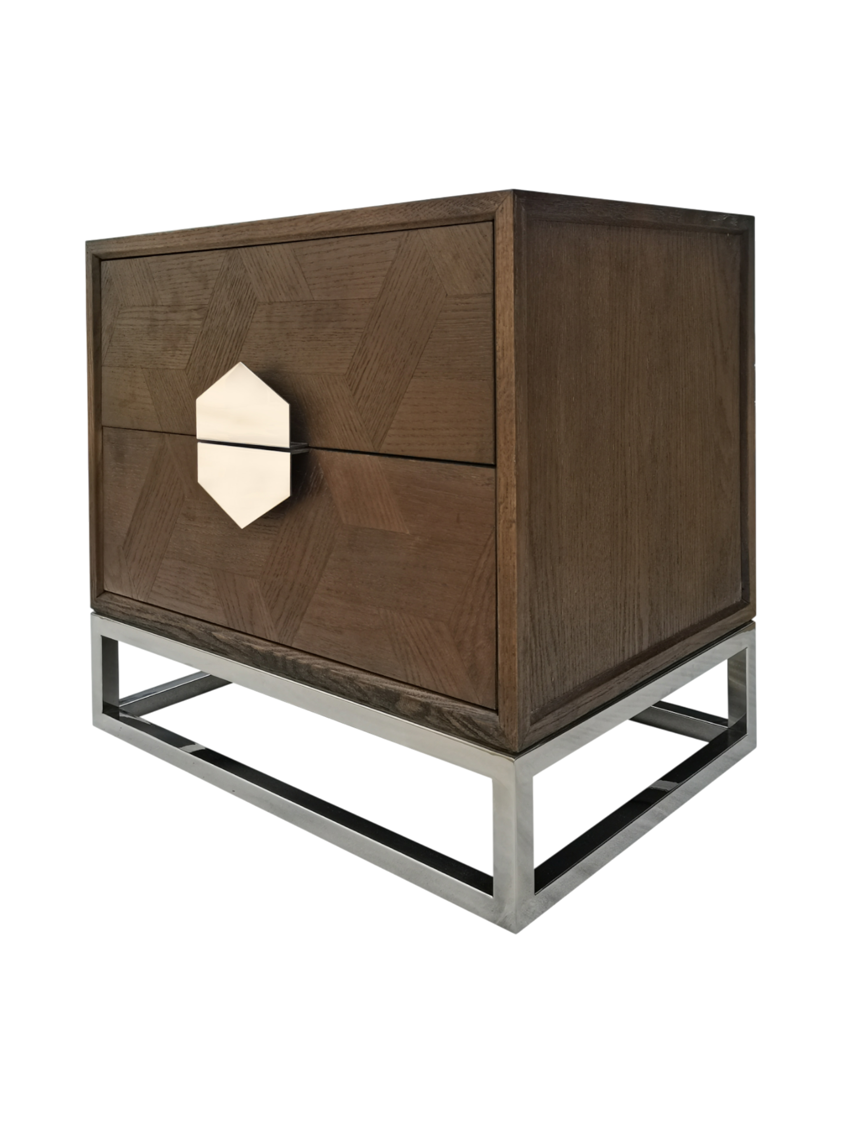 Jorge 2 Drawer Side Table Brown / Silver