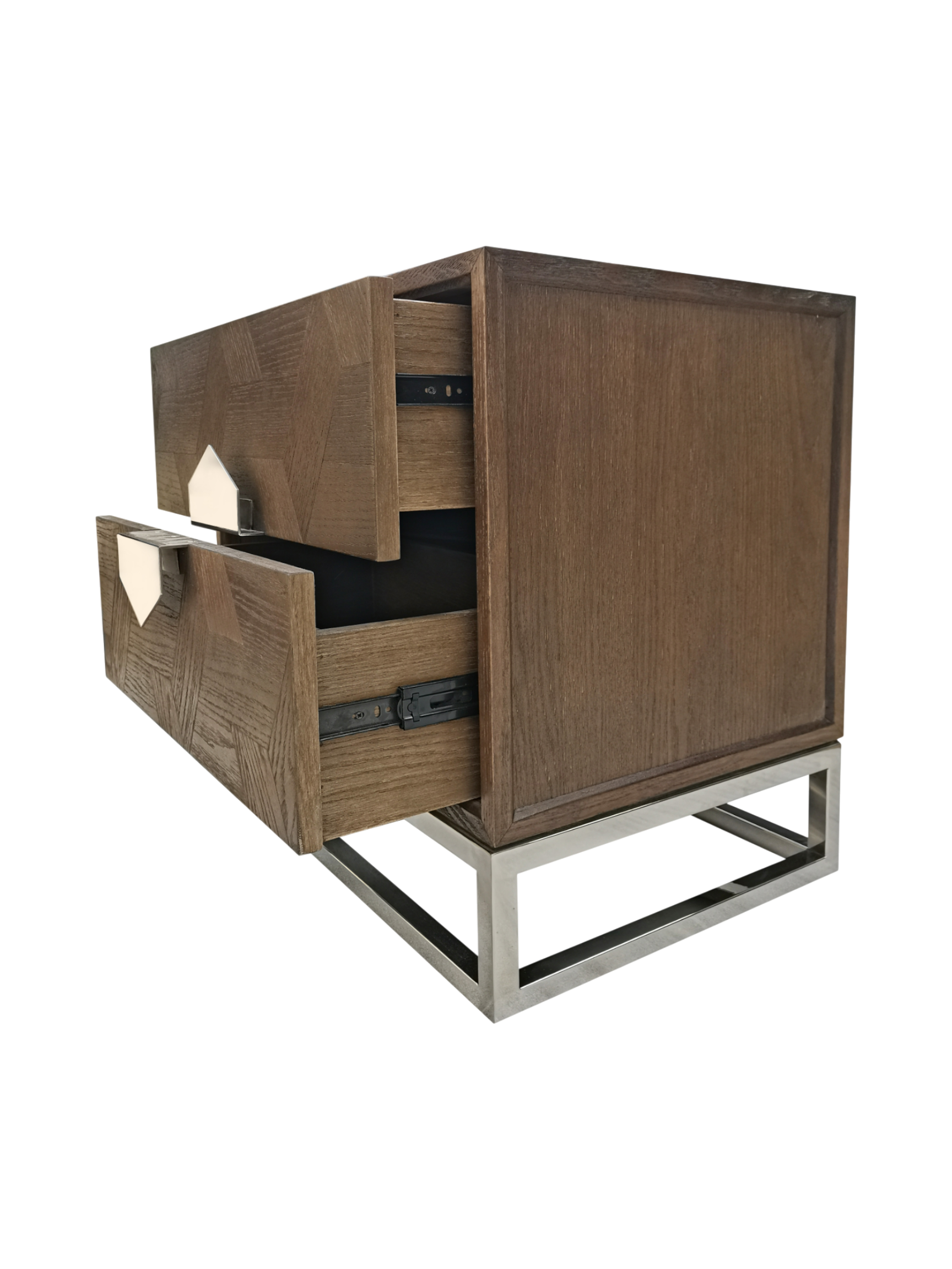 Jorge 2 Drawer Side Table Brown / Silver