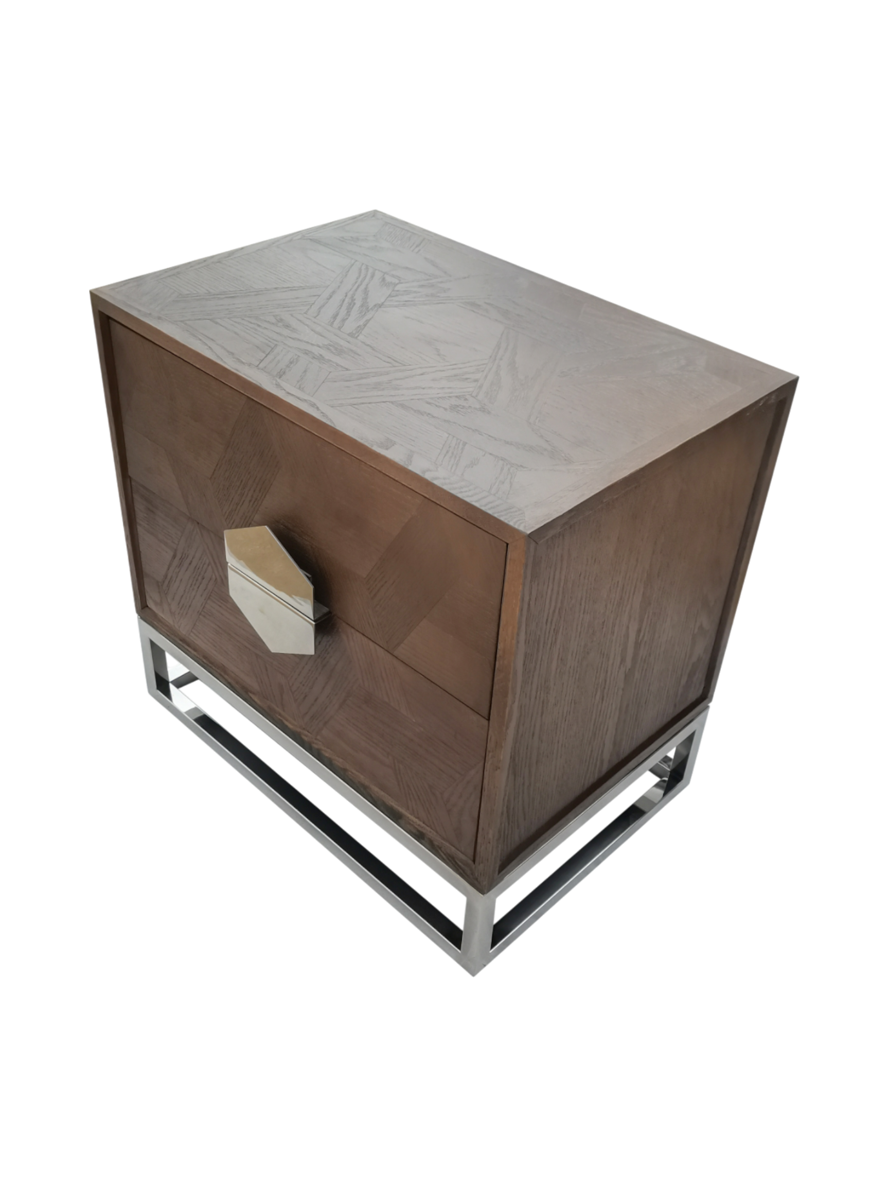 Jorge 2 Drawer Side Table Brown / Silver