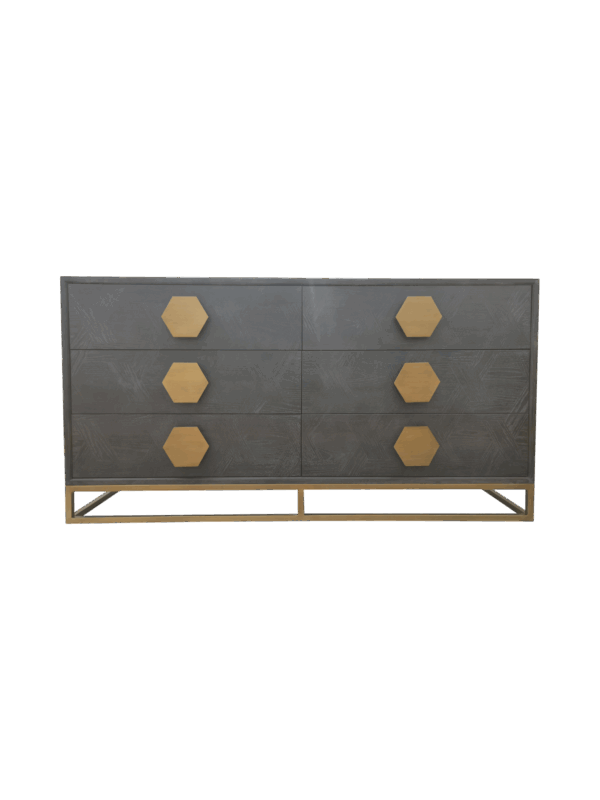 Jorge 6 Drawer Chest Black / Brass