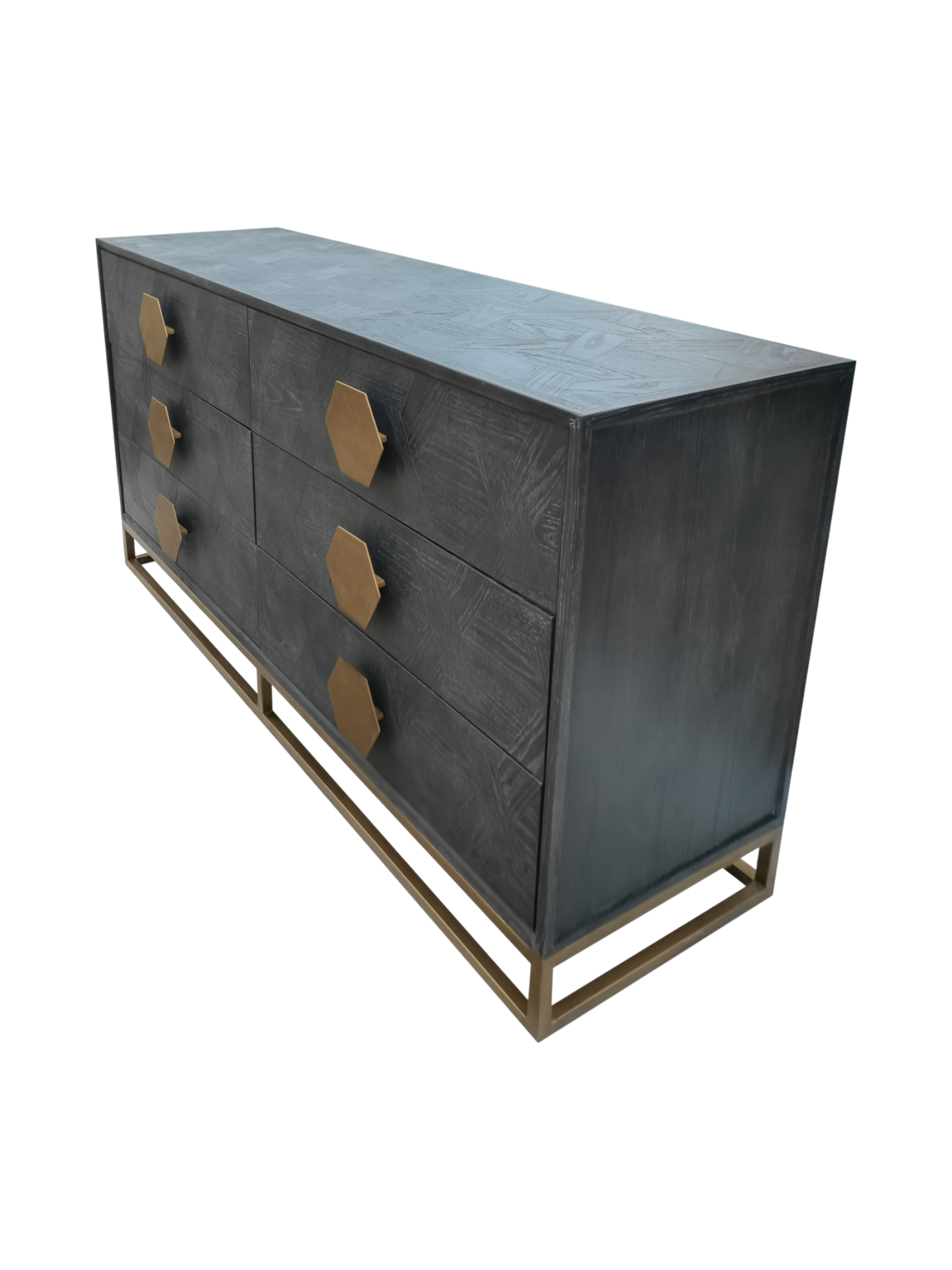 Jorge 6 Drawer Chest Black / Brass