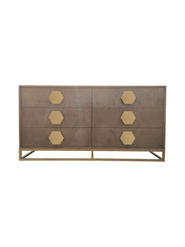 Jorge 6 Drawer Chest Brown / Brass
