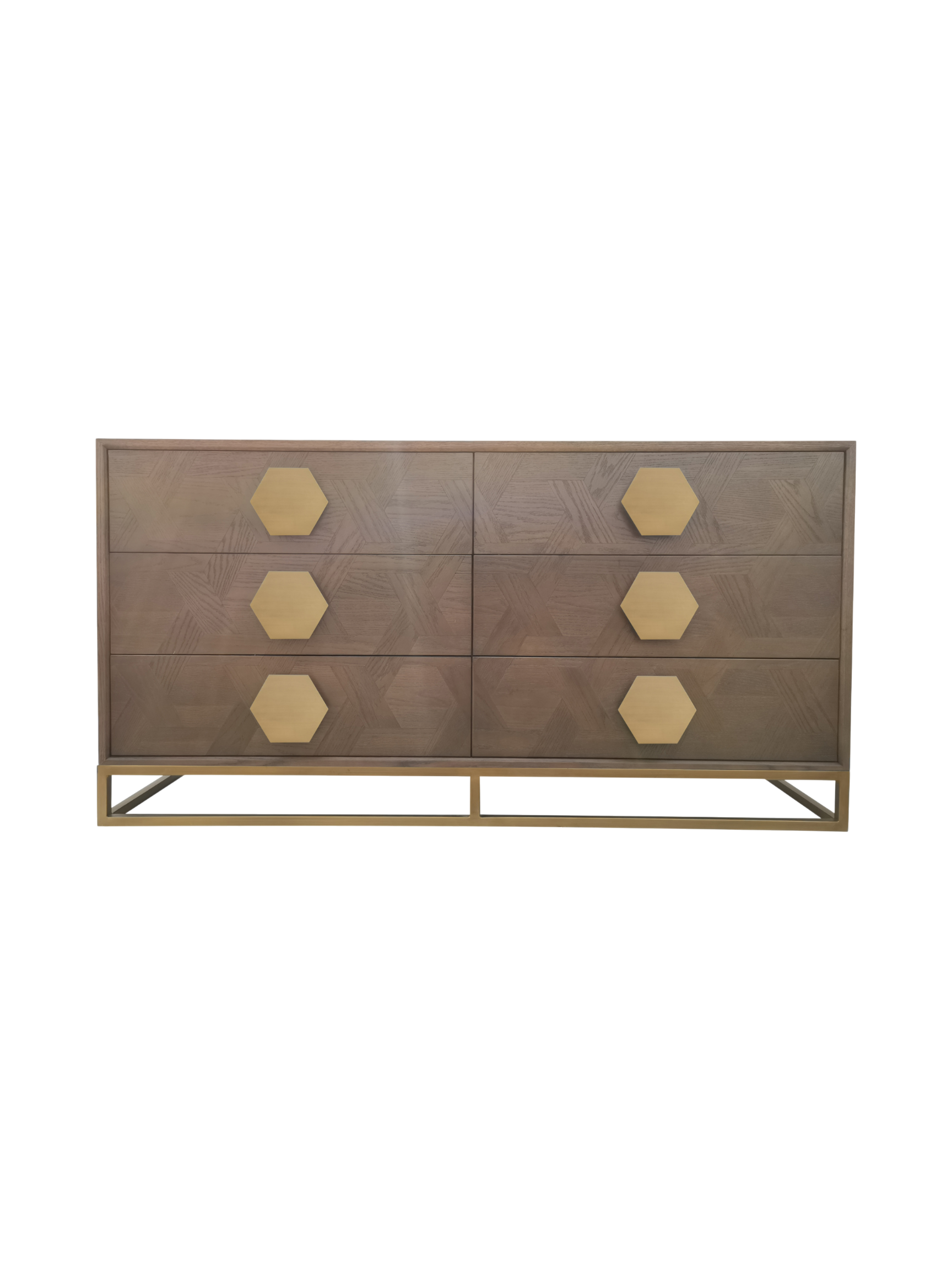 Jorge 6 Drawer Chest Brown / Brass