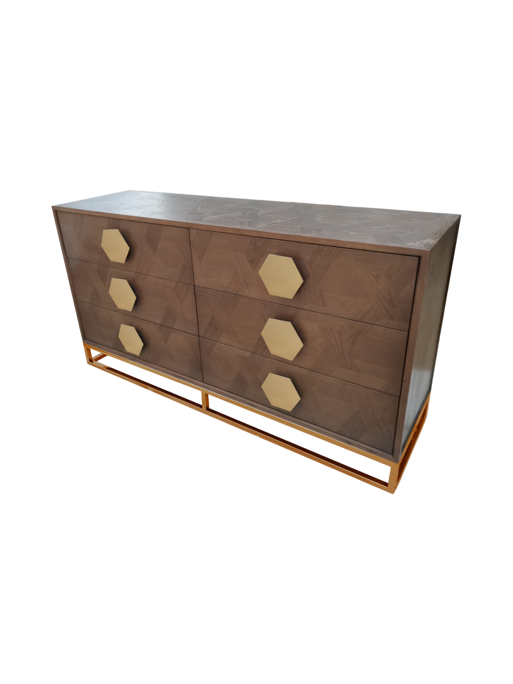 Jorge 6 Drawer Chest Brown / Brass