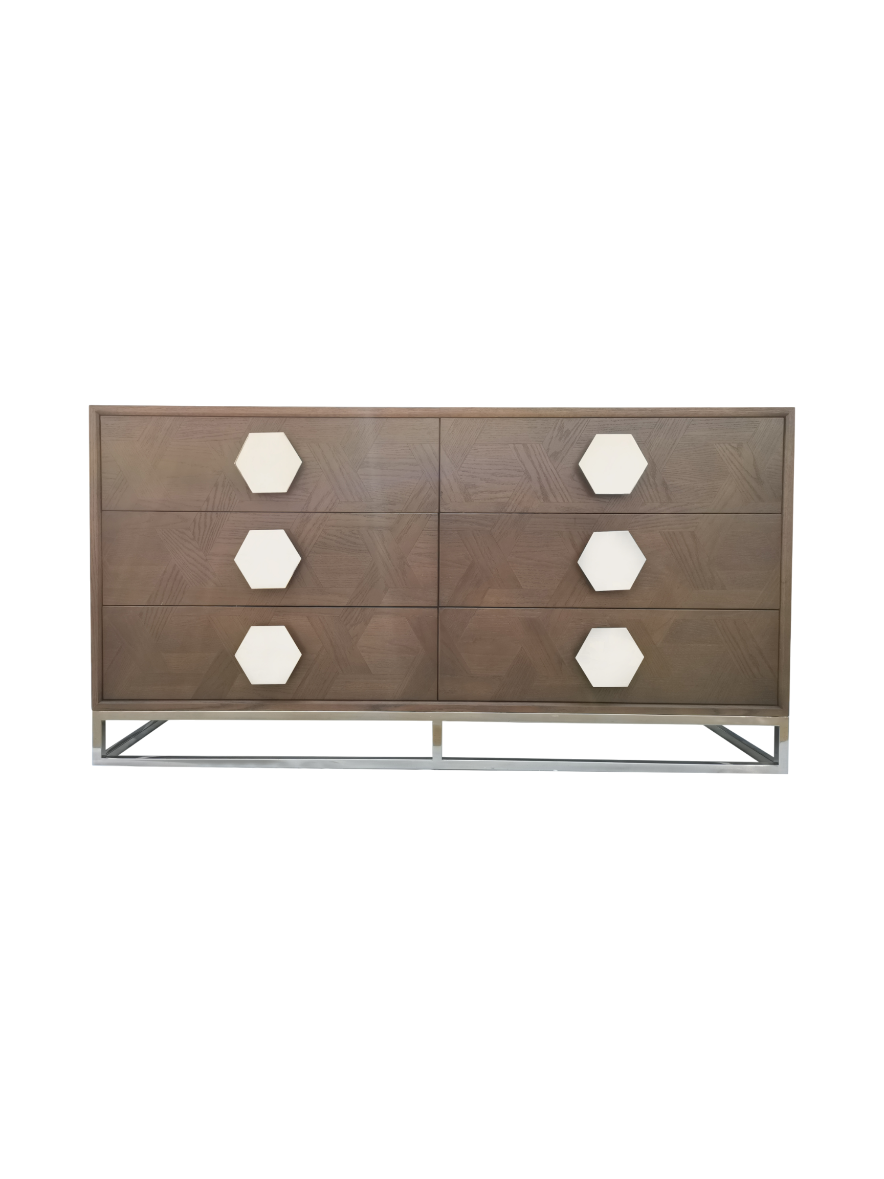 Jorge 6 Drawer Chest Brown / Silver