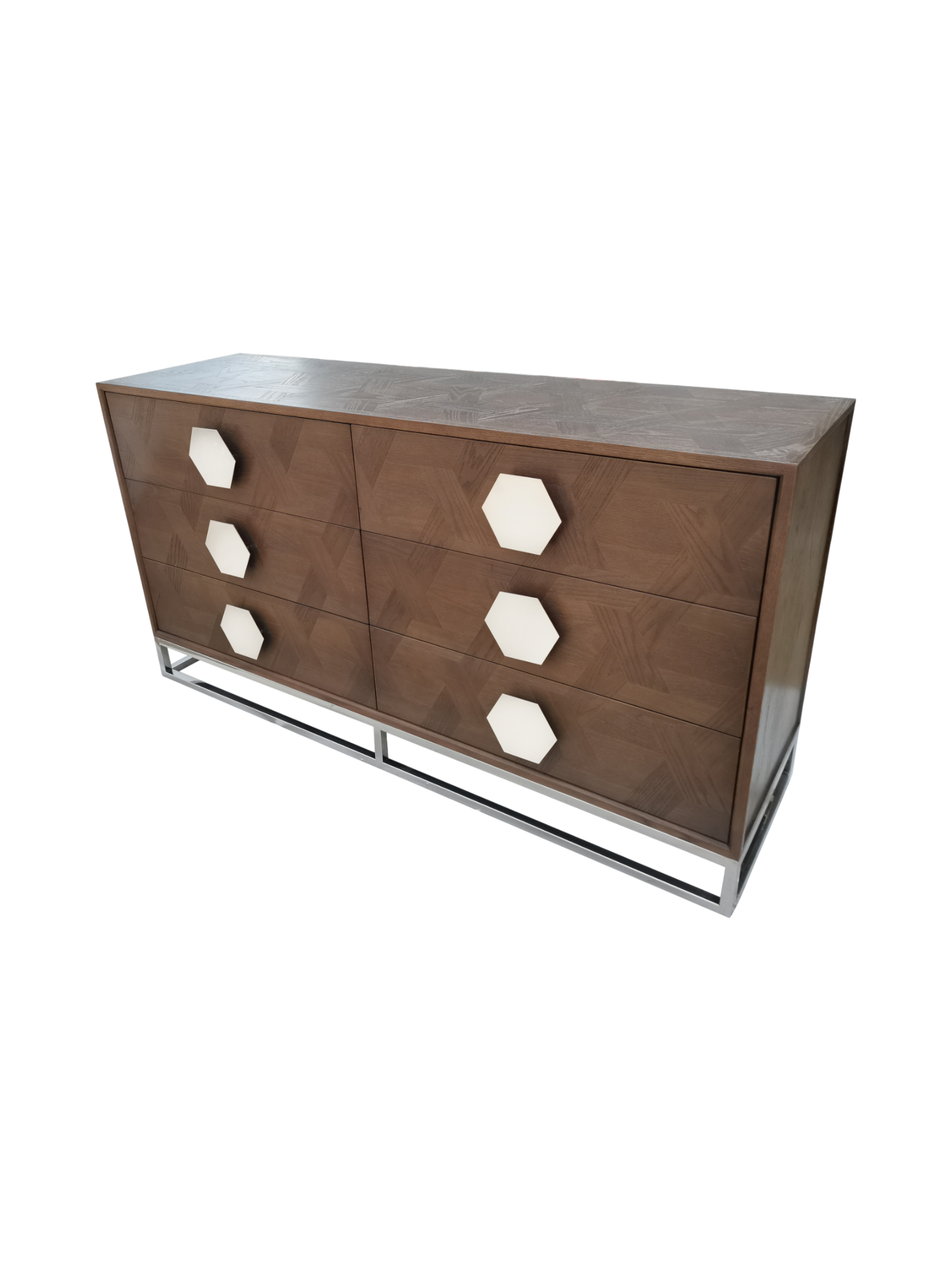 Jorge 6 Drawer Chest Brown / Silver