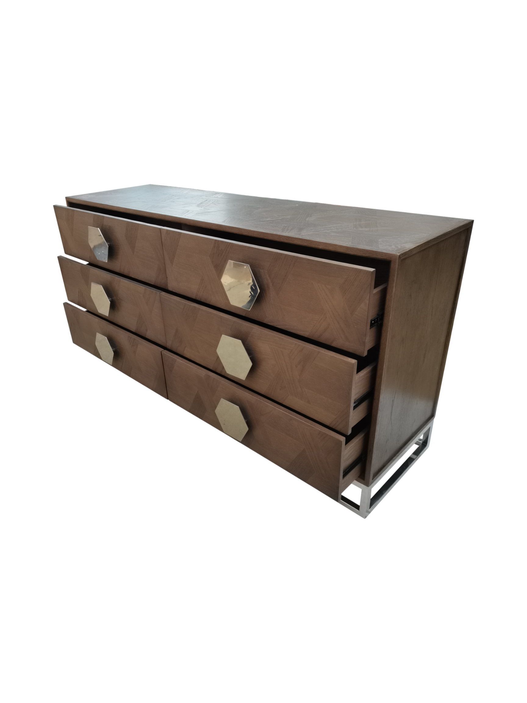 Jorge 6 Drawer Chest Brown / Silver