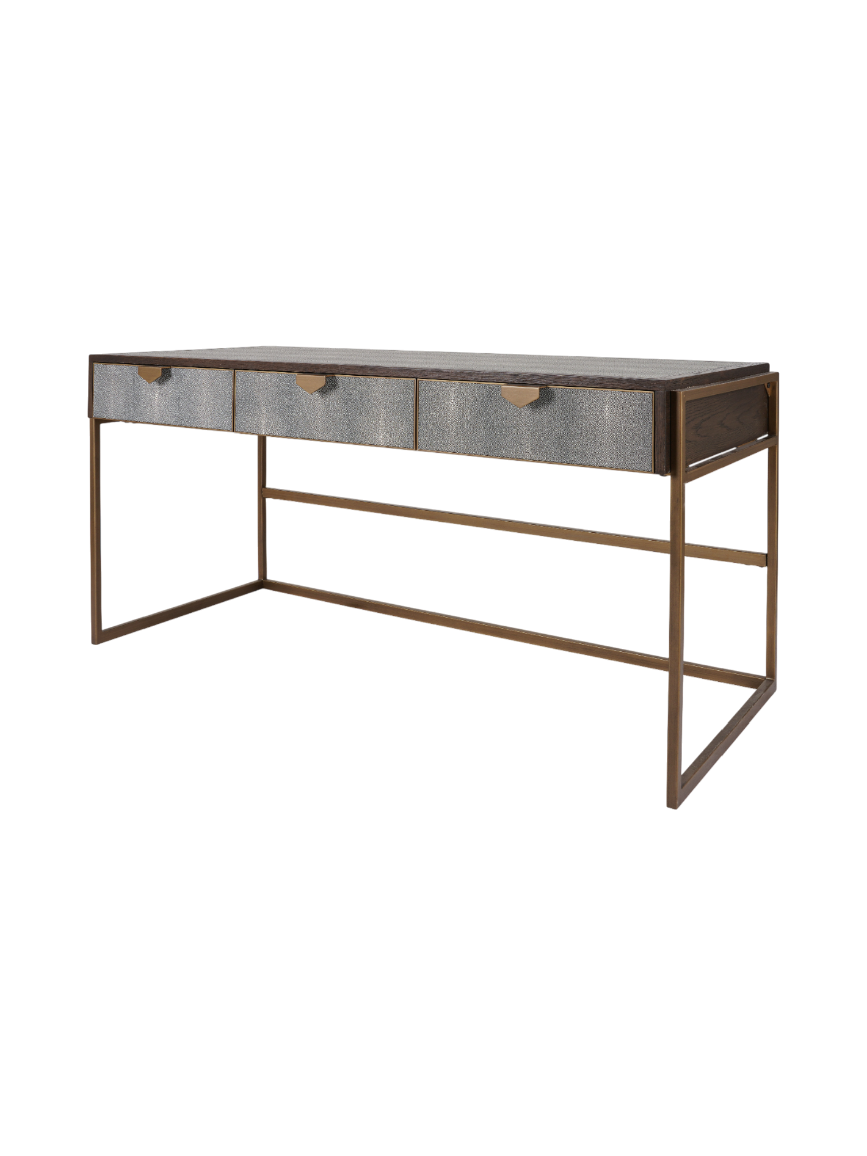 Jorge Desk / Console Table Shagreen / Brown / Brass
