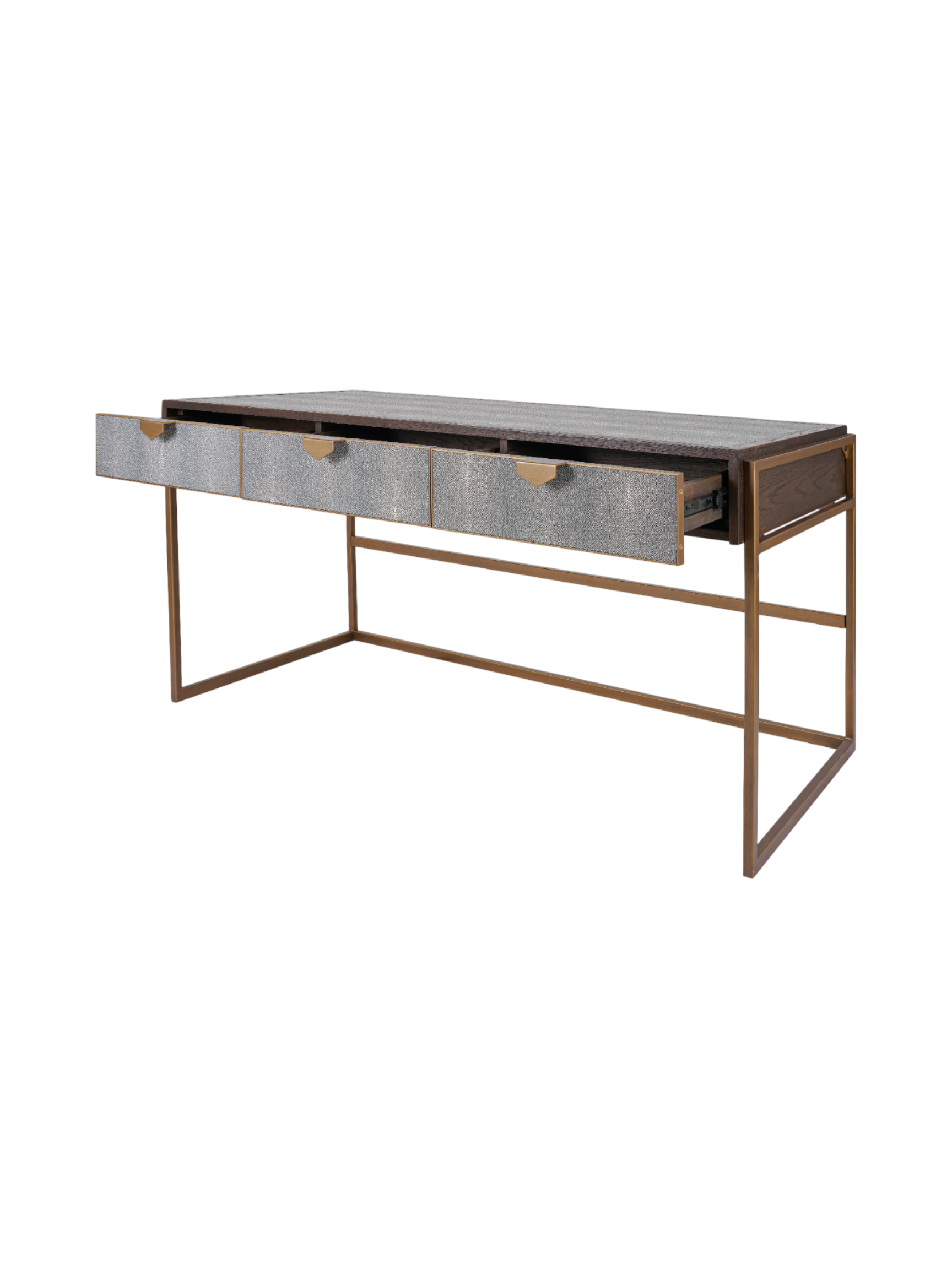 Jorge Desk / Console Table Shagreen / Brown / Brass