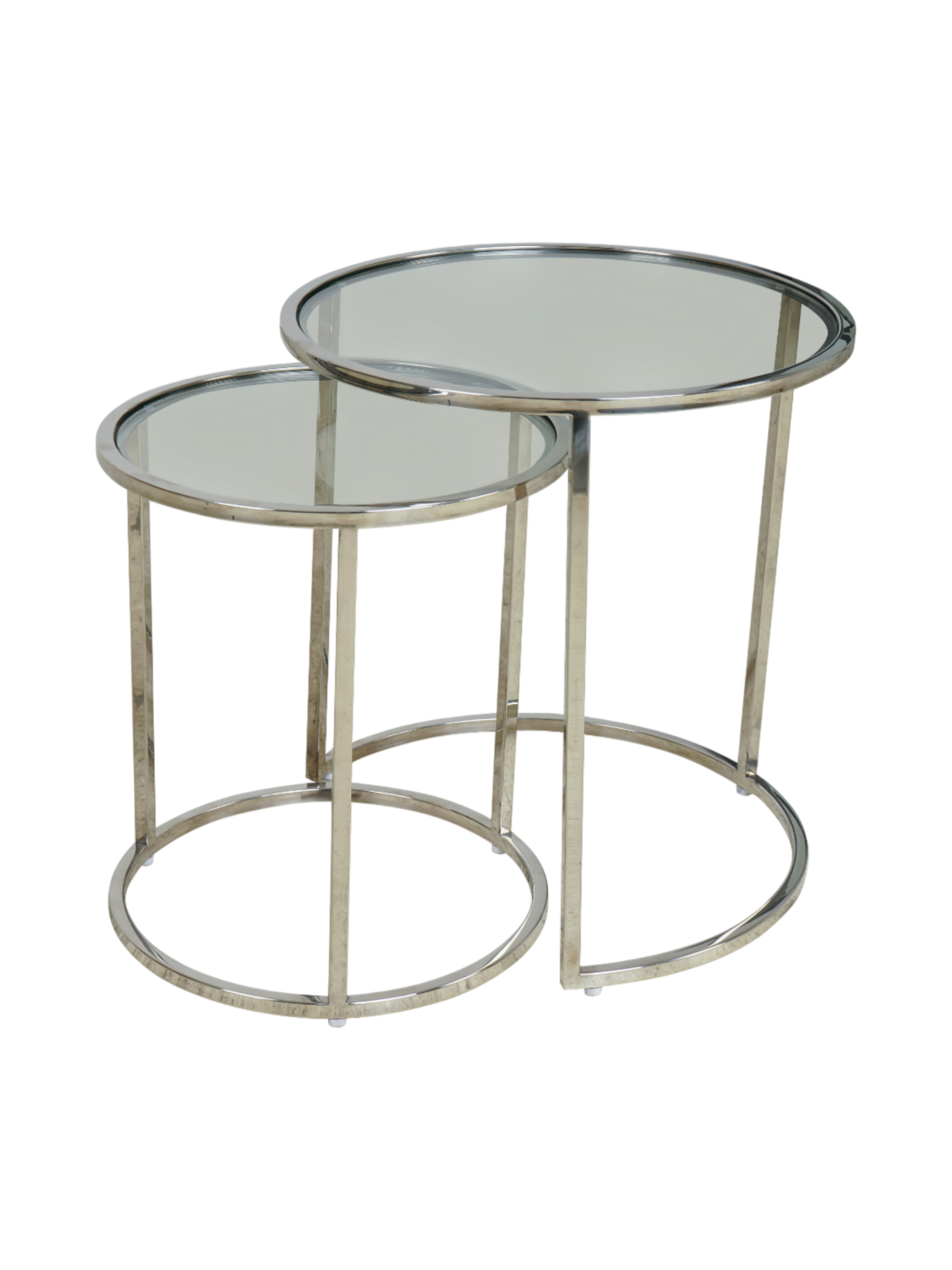 Jorge Claes Set of 2 Round Side Table  Glass / Silver