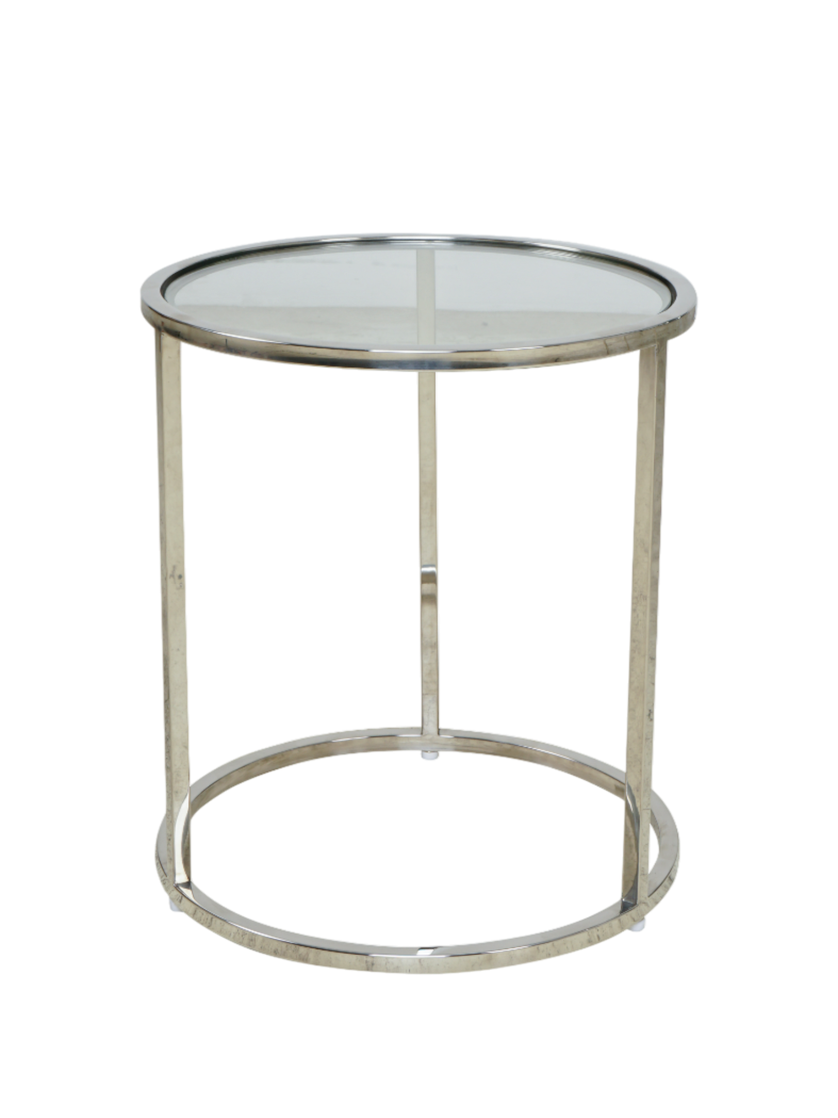 Jorge Claes Set of 2 Round Side Table  Glass / Silver