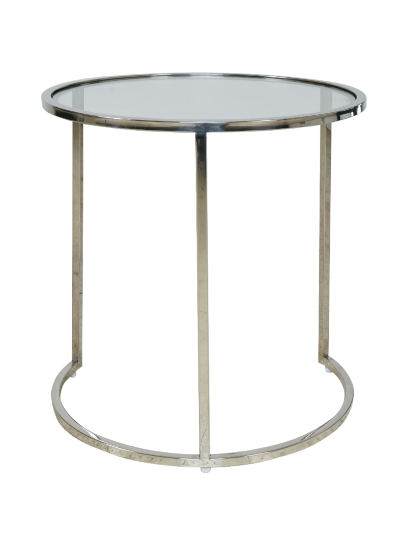 Jorge Claes Set of 2 Round Side Table  Glass / Silver