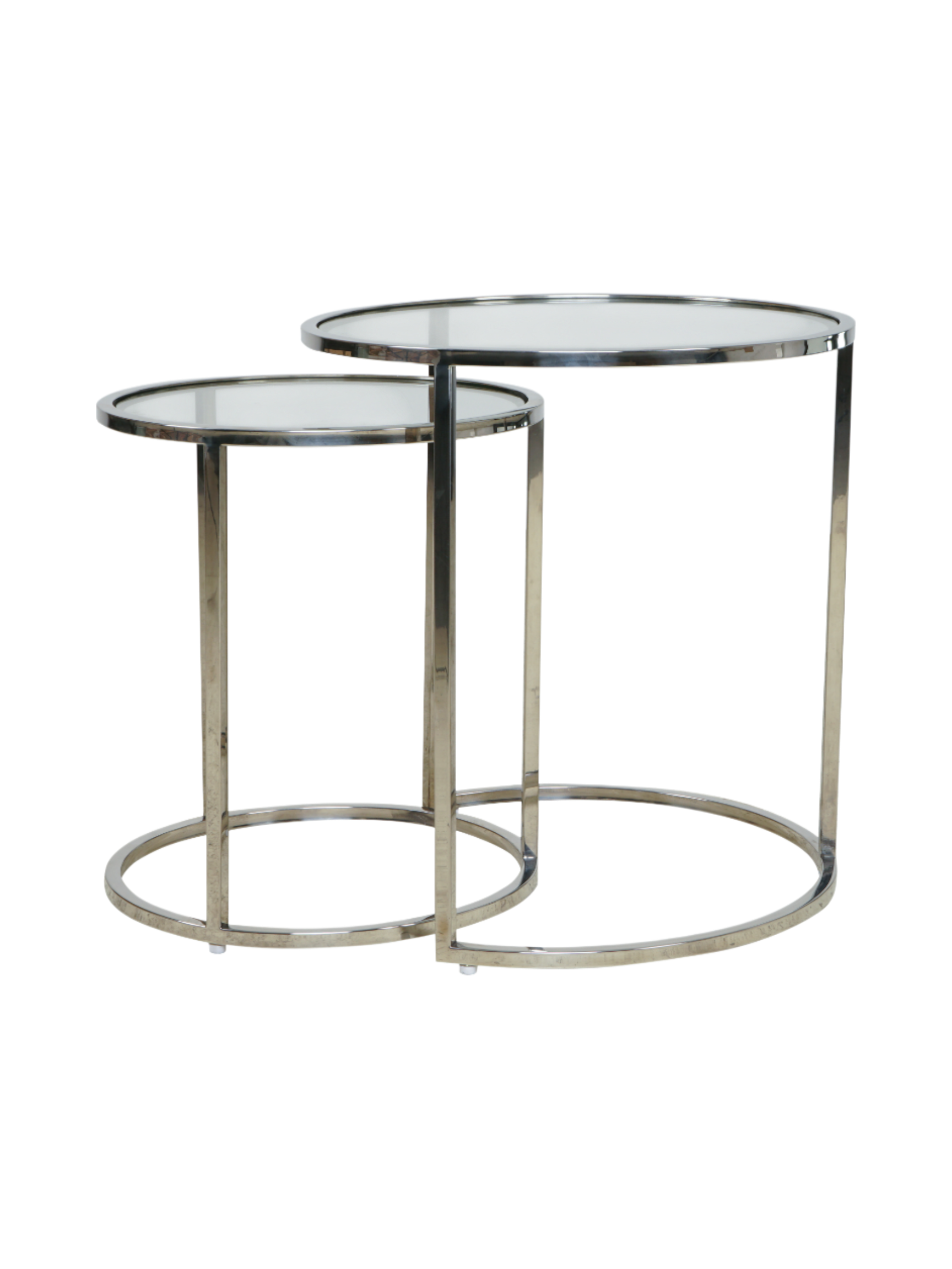 Jorge Claes Set of 2 Round Side Table  Glass / Silver