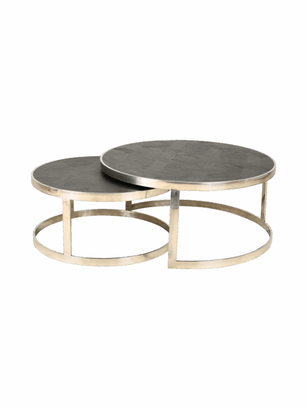 Jorge Set of 2 Round Coffee Table Black / Silver