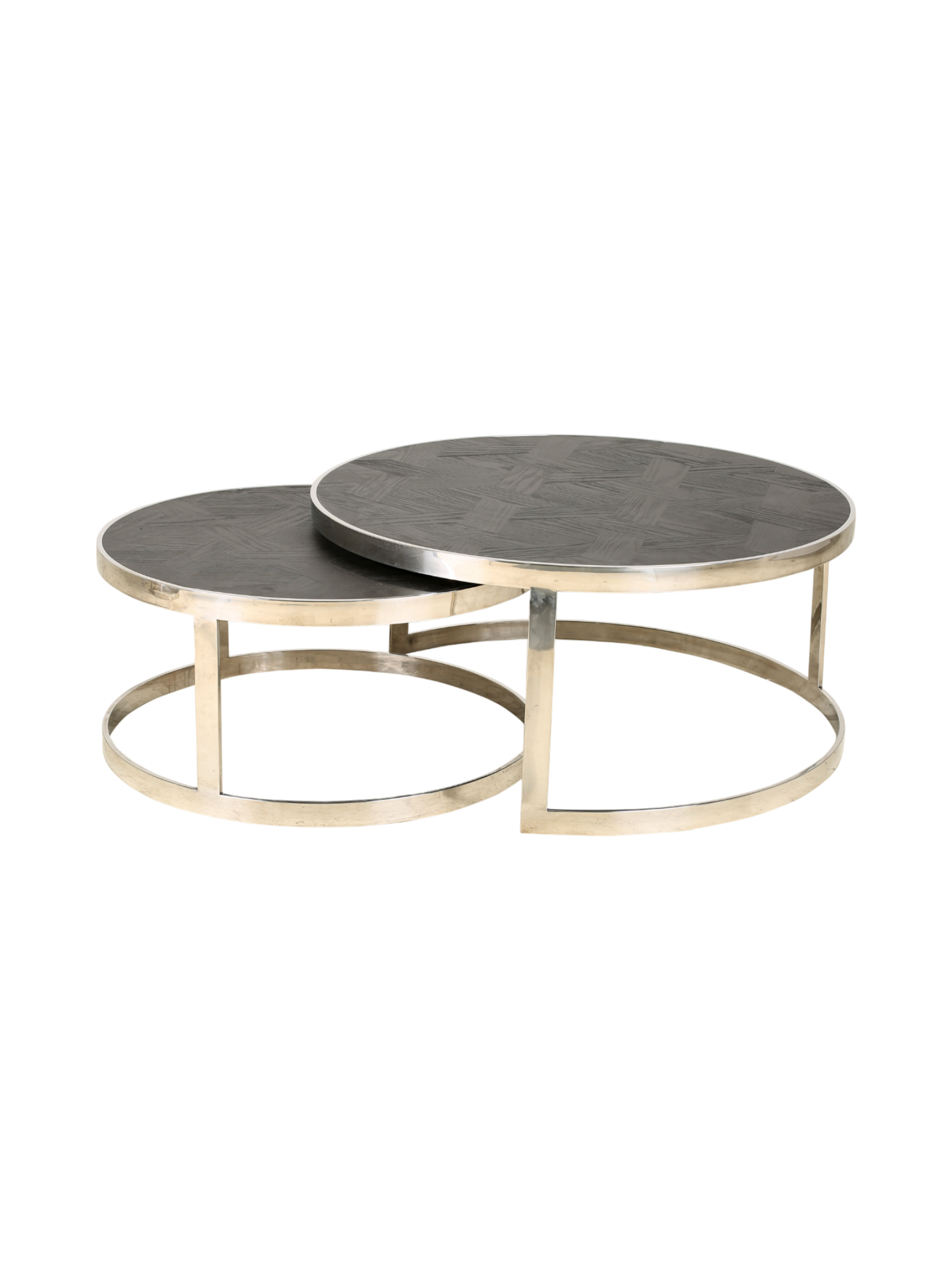 Jorge Set of 2 Round Coffee Table Black / Silver