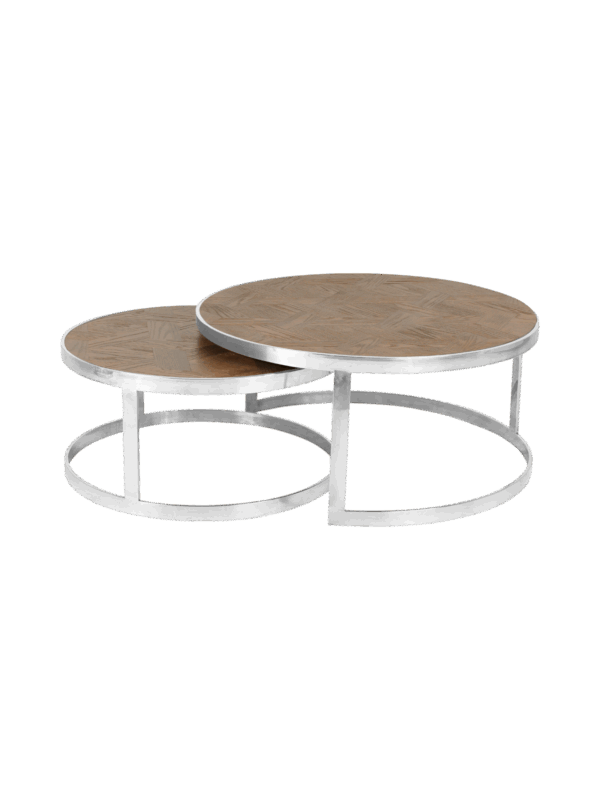 Jorge Set of 2 Round Coffee Table Brown / Silver