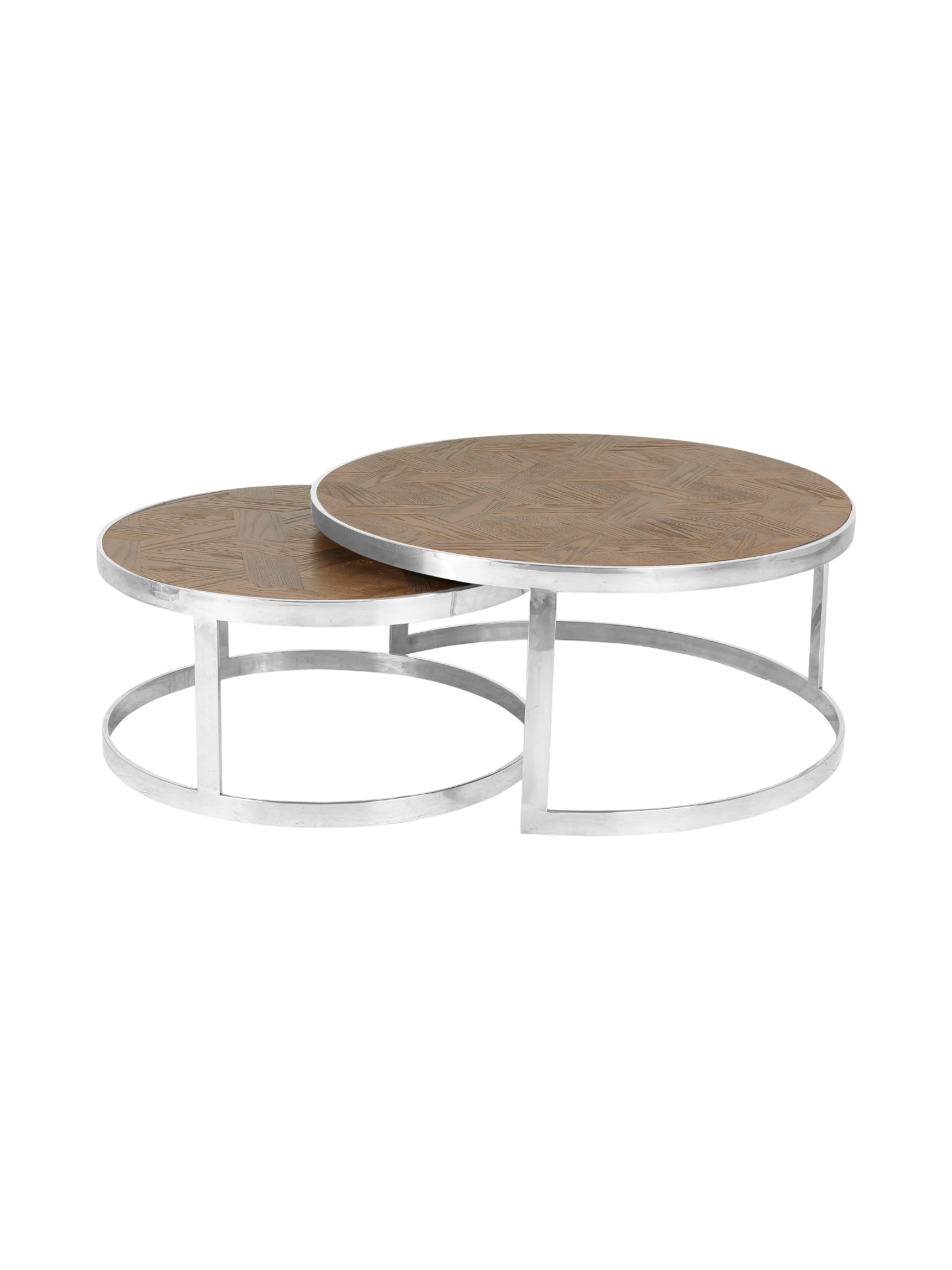 Jorge Set of 2 Round Coffee Table Brown / Silver