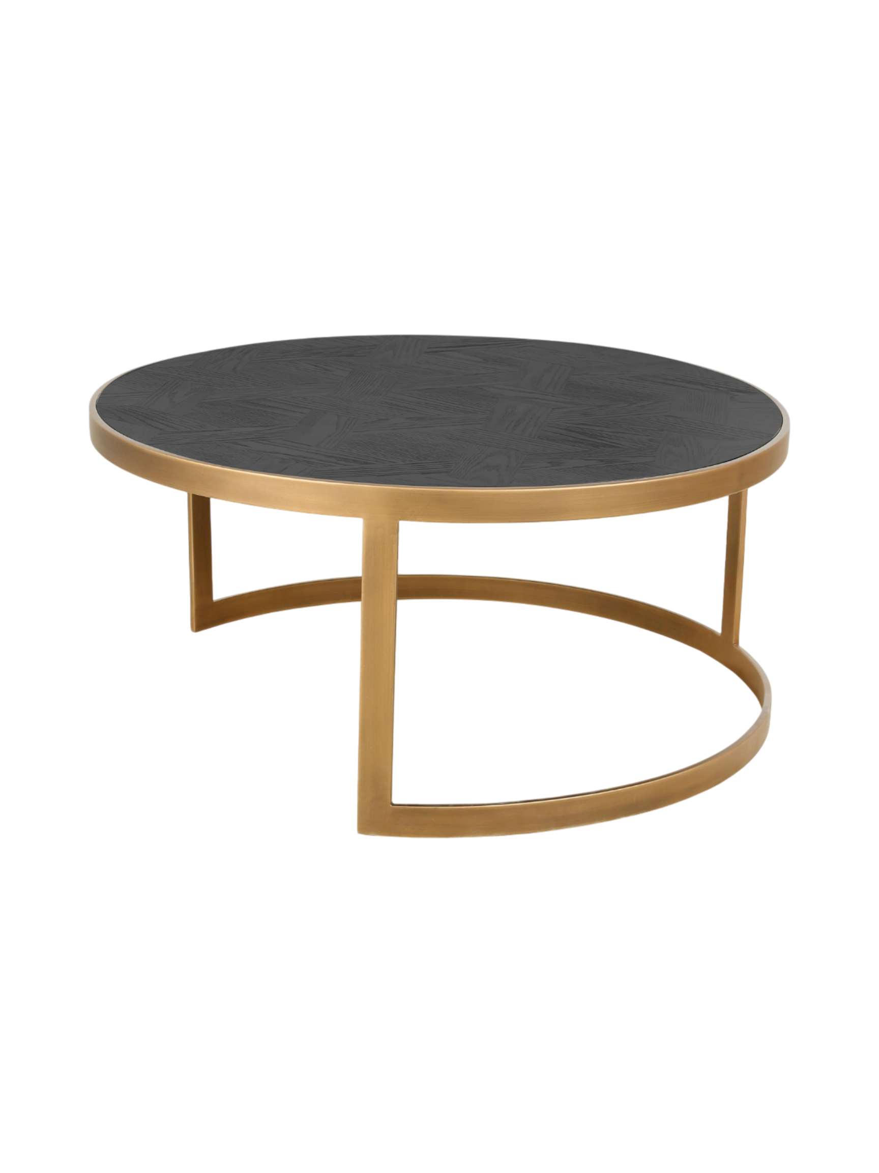 Jorge Set of 2 Round Coffee Table Black / Brass