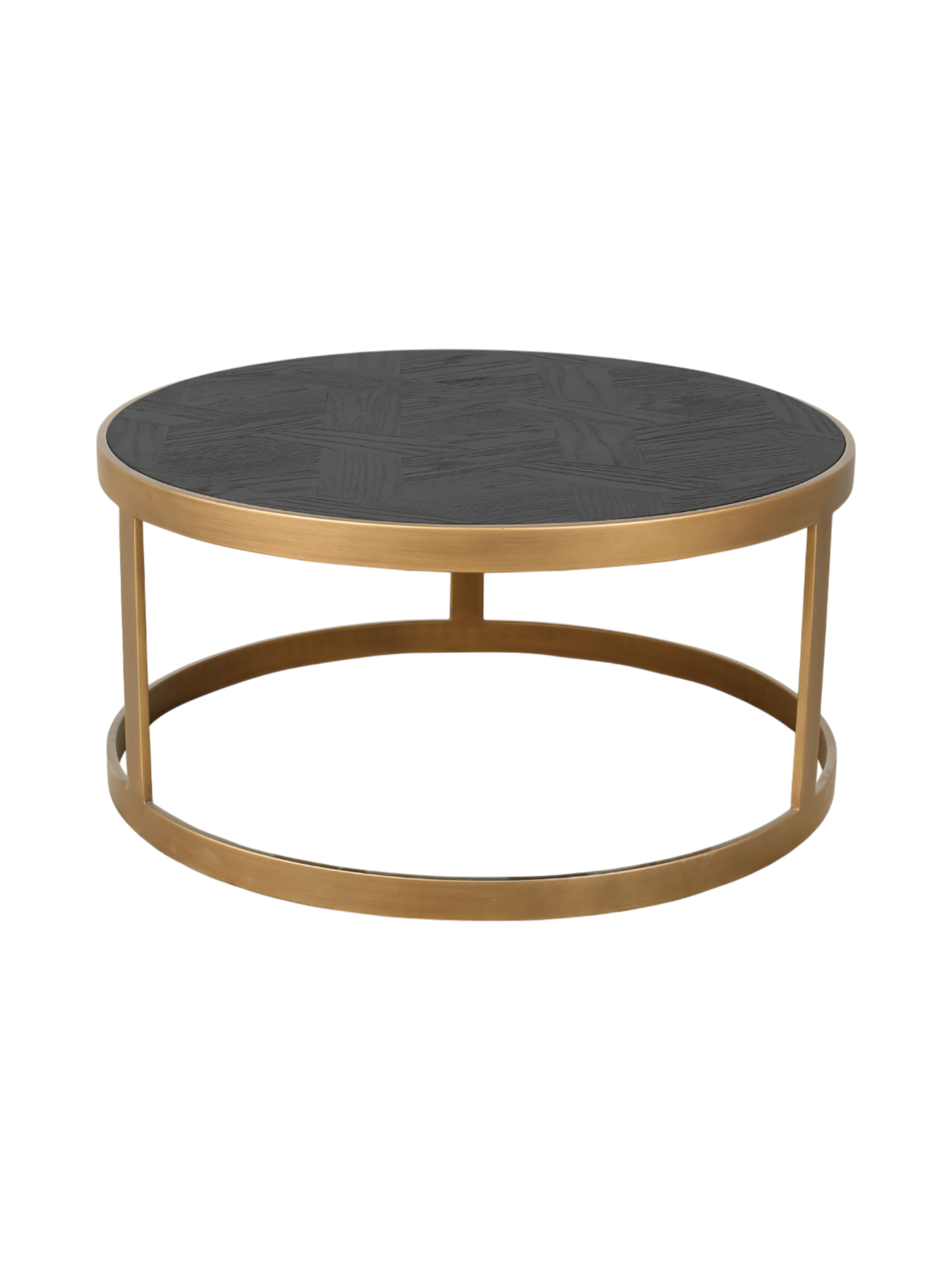 Jorge Set of 2 Round Coffee Table Black / Brass