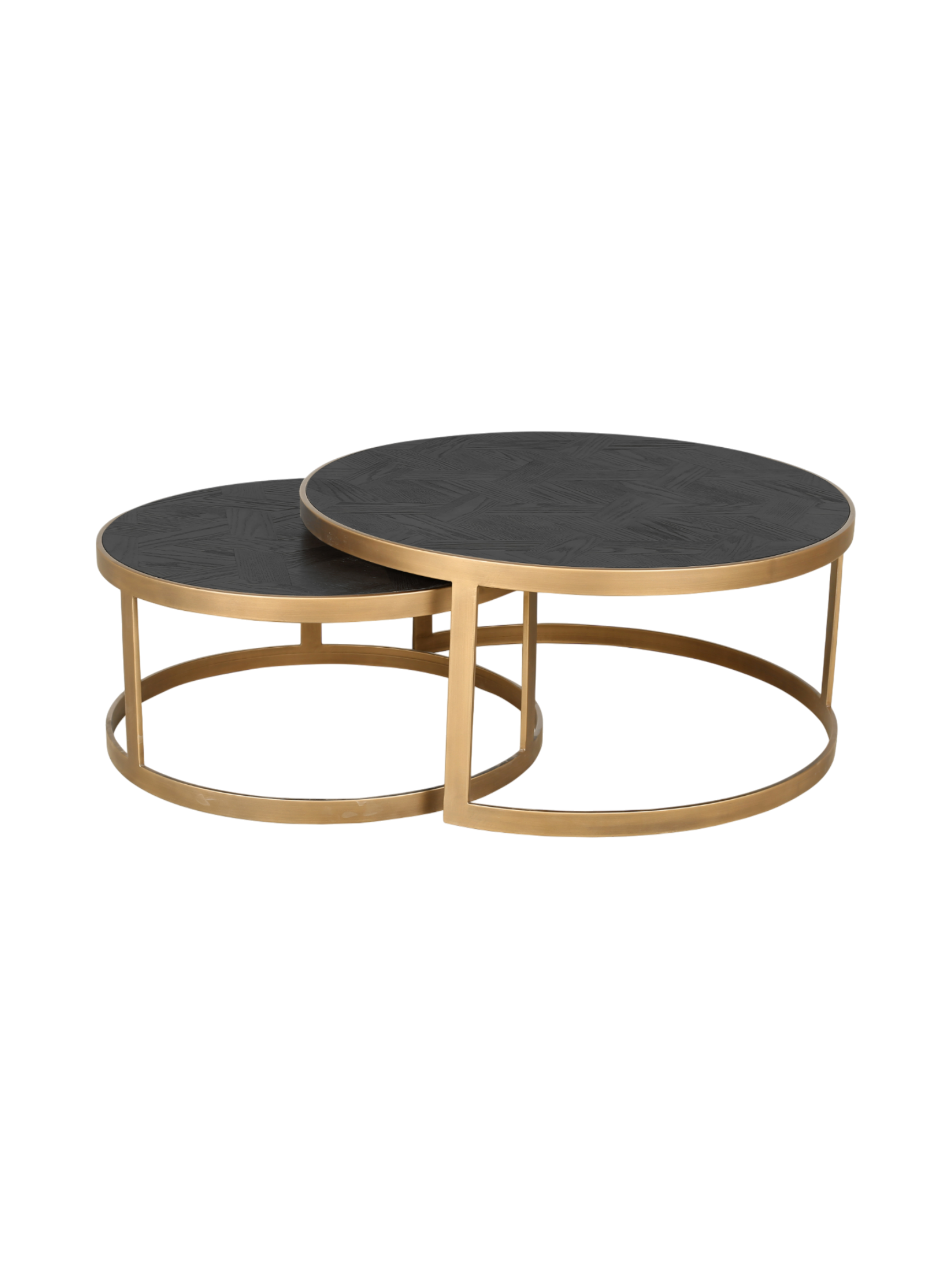 Jorge Set of 2 Round Coffee Table Black / Brass