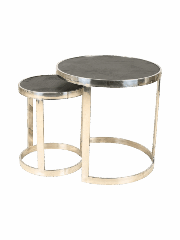Jorge Set of 2 Round Conor Table Black / Silver