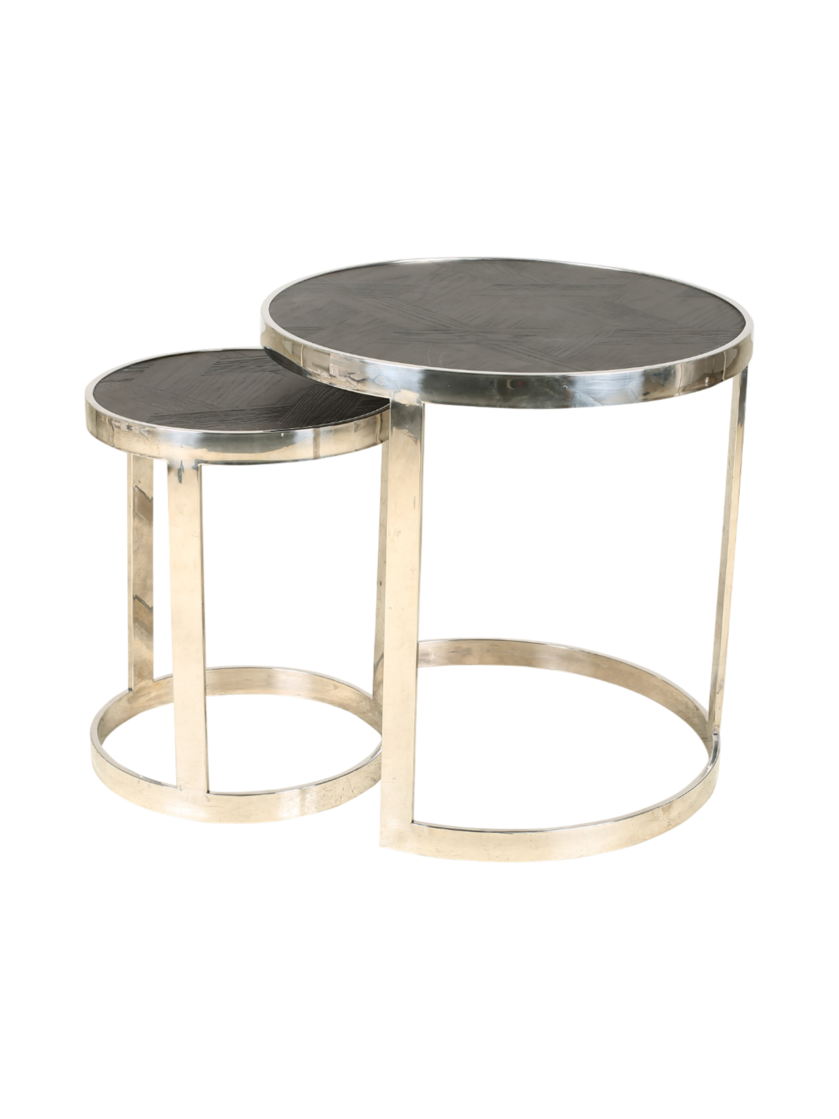 Jorge Set of 2 Round Conor Table Black / Silver