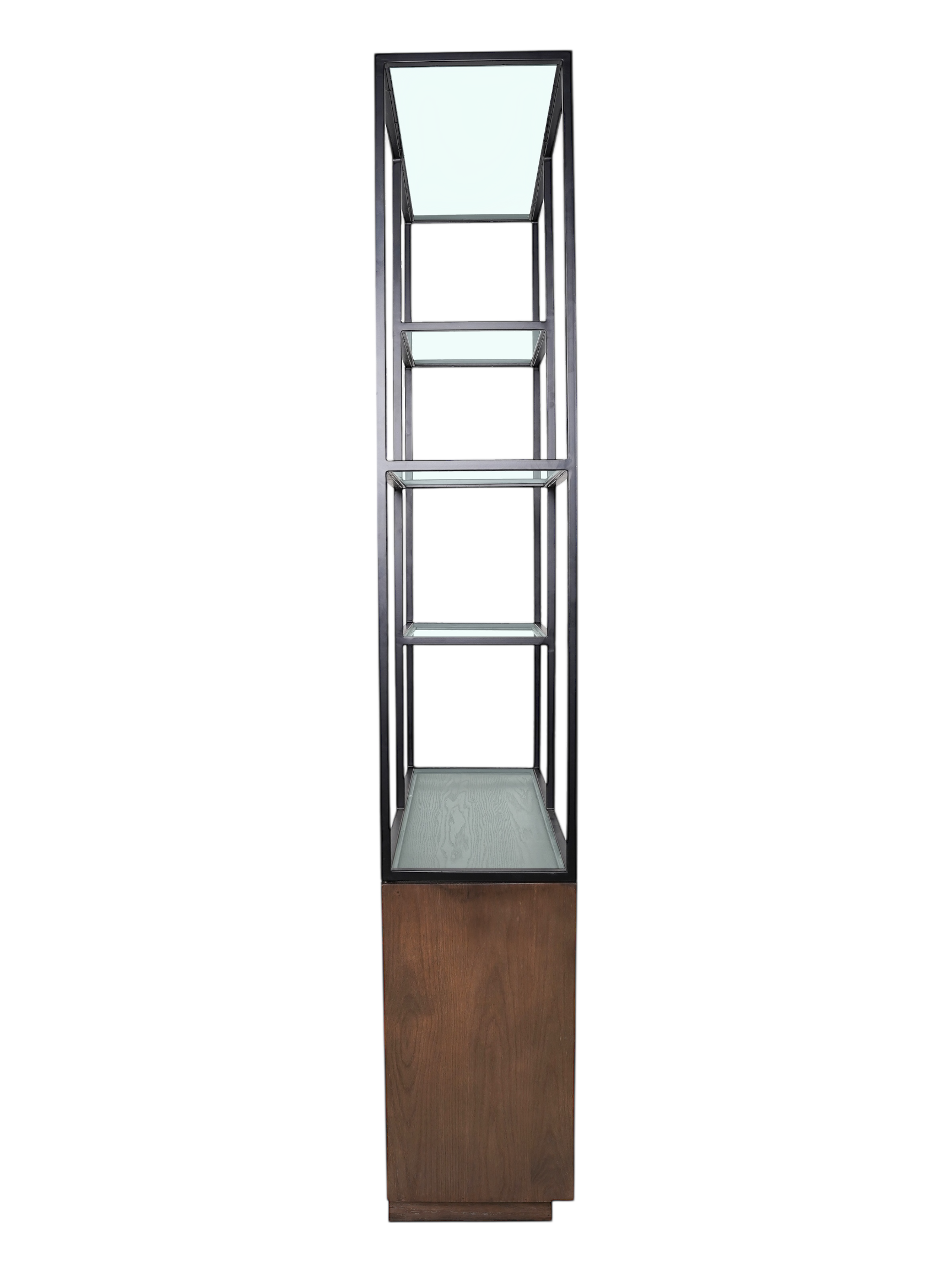 Jorge 2 Door Bookcase Brown / Black With Glass Shelf