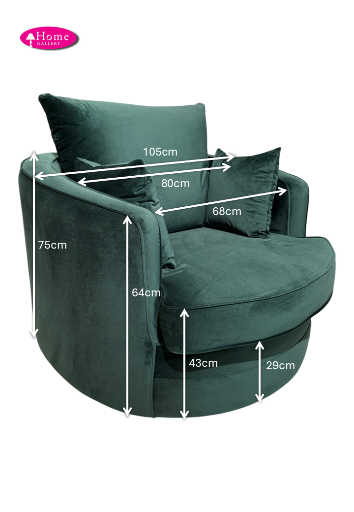 Gabby Velvet Dark Green Swivel Chair