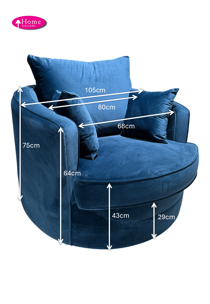 Gabby Velvet Navy Swivel Chair