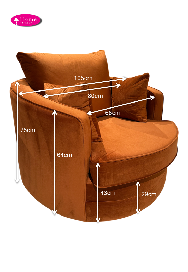 Gabby Velvet Rust Swivel Chair